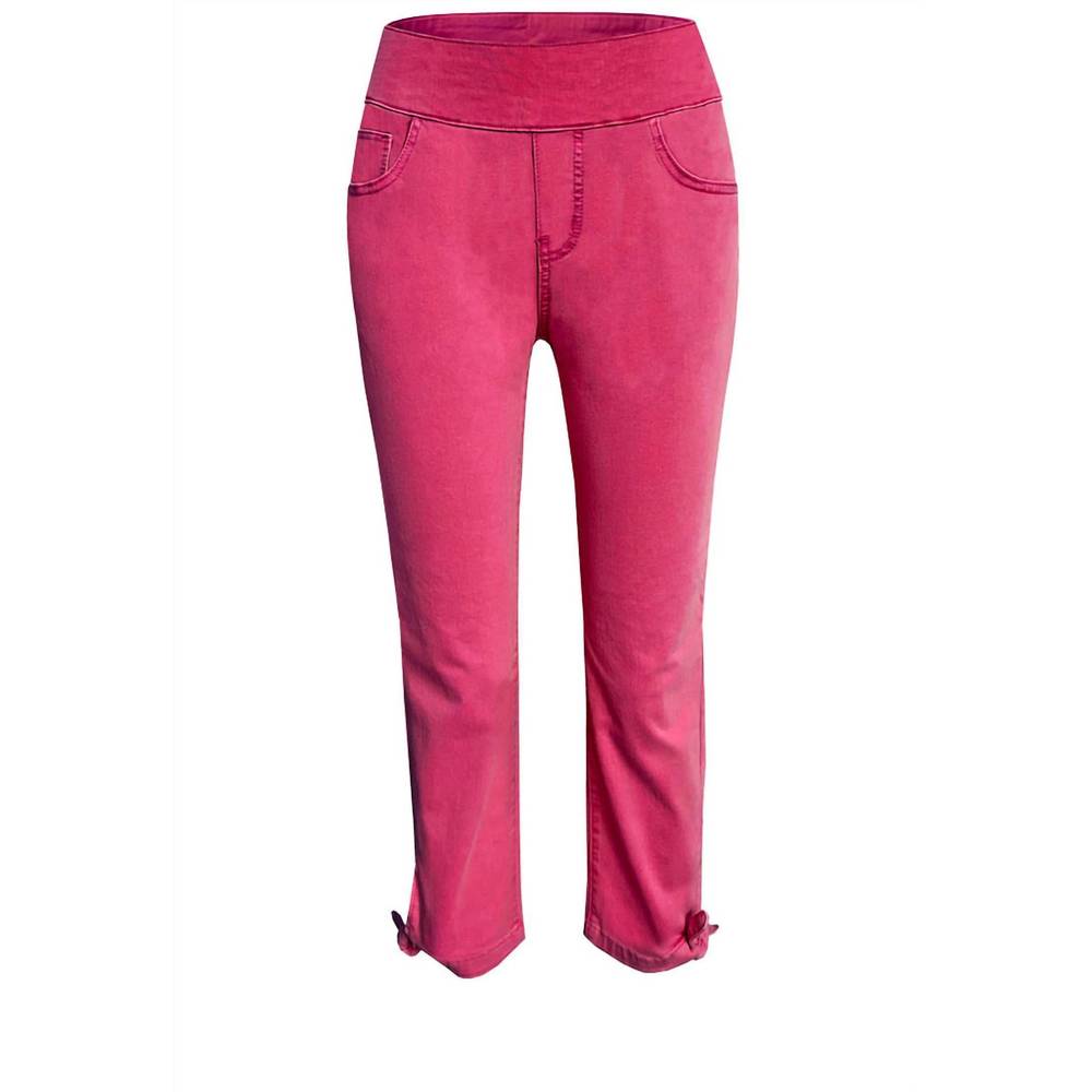 NEW ETHYL women's pull on ankle ties capri in fuschia